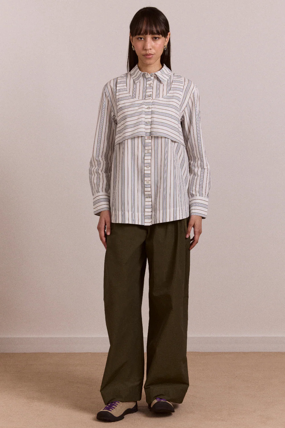 DAMSON MADDER Valeria Double Layer Shirt - Caraway Stripe