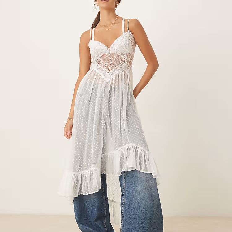 free people light my fire sheer lace M