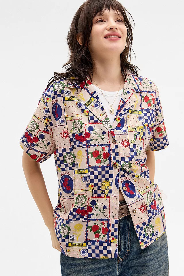 BDG Paige Printed Shirt AND SHORTS SET S