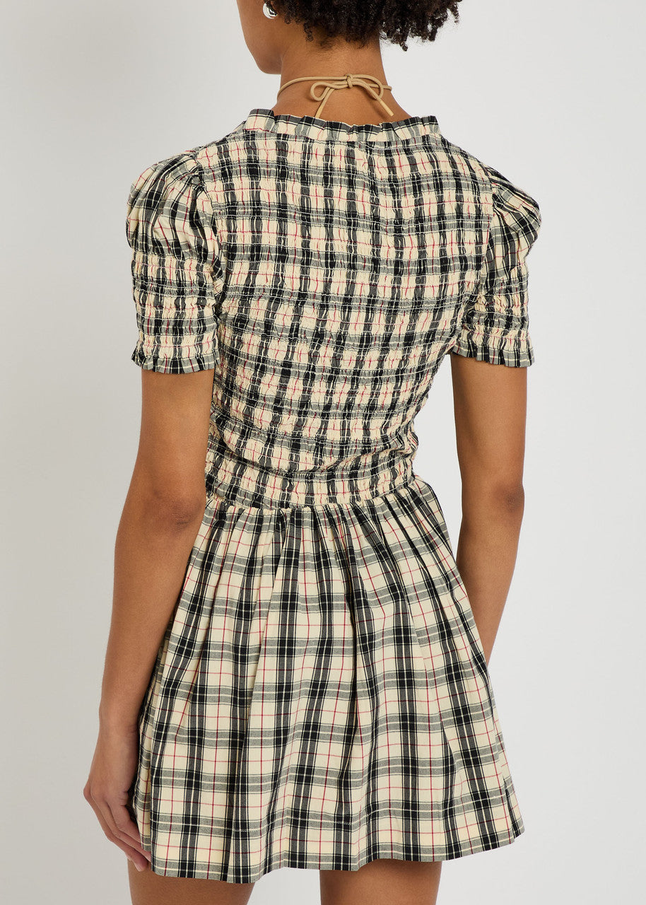 Damson Madder Mansi Short-Sleeve Smocked Mini Dress
