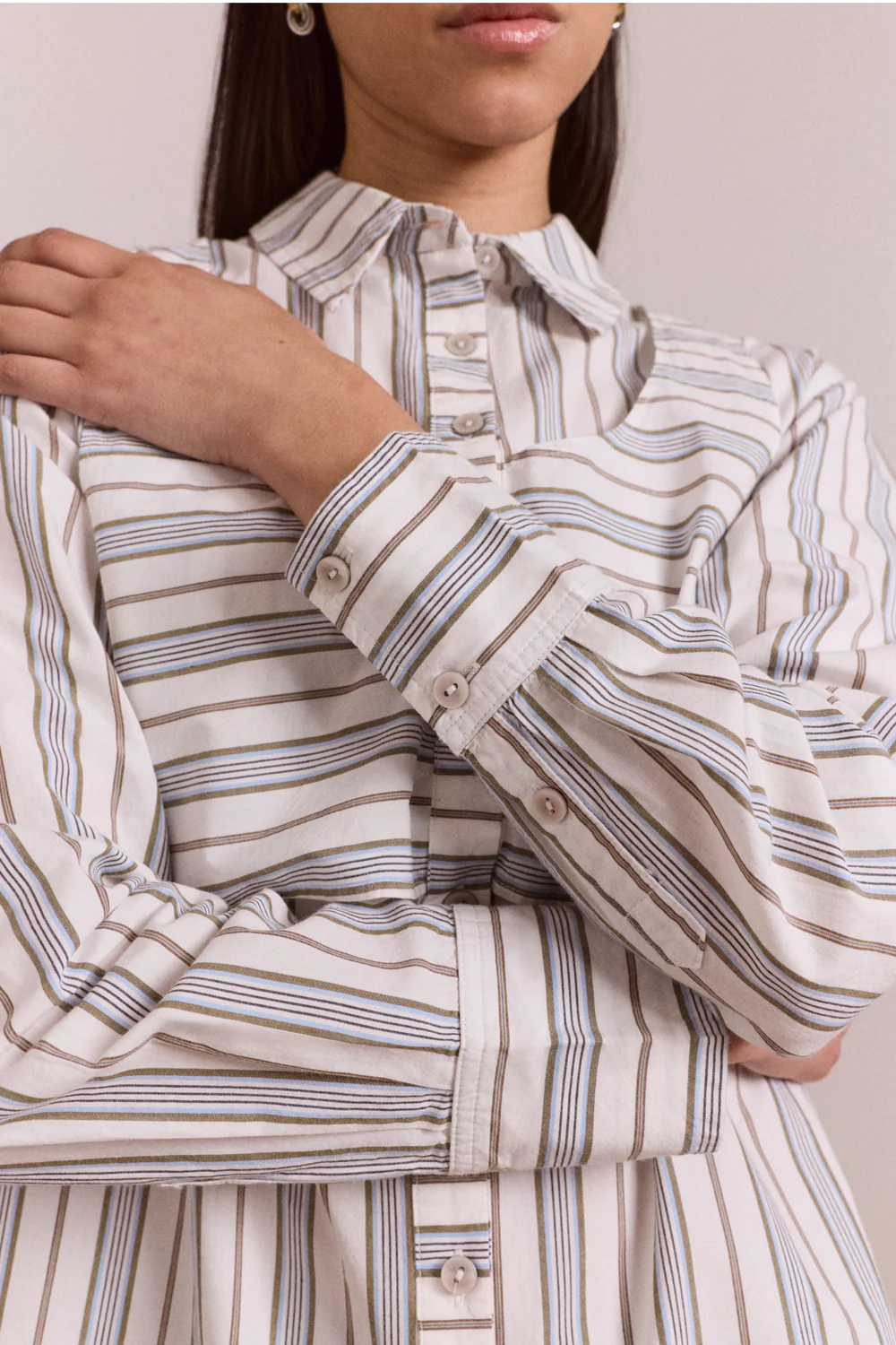 DAMSON MADDER Valeria Double Layer Shirt - Caraway Stripe