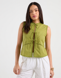 PETITE STUDIO Women's GREEN TIE blouse  M