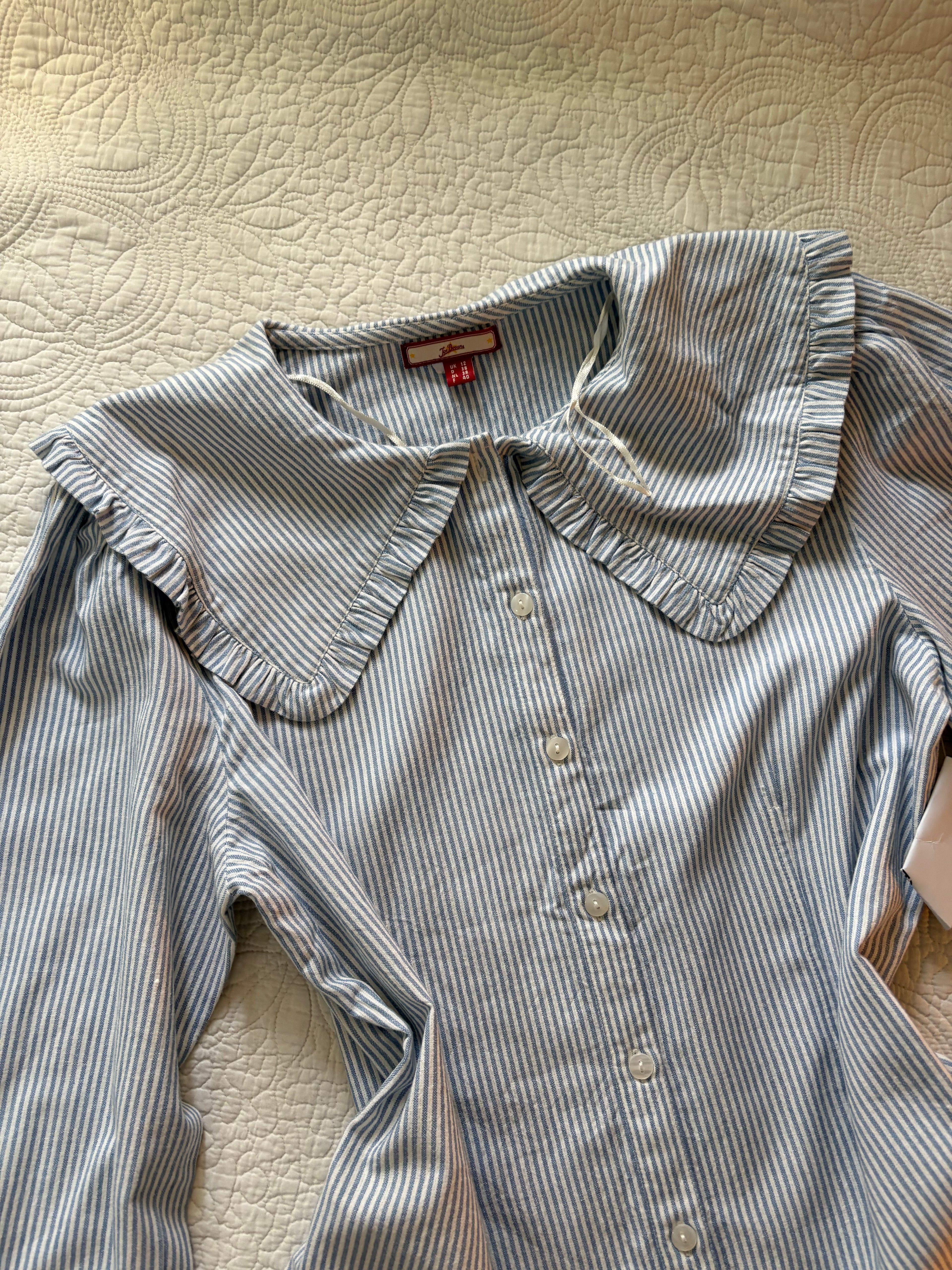 Striped big collar shirt UK 12