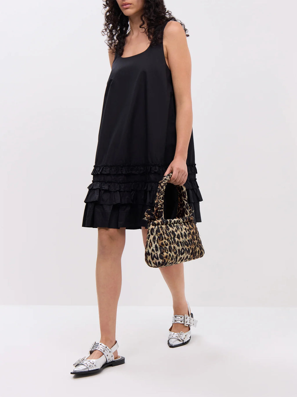 GANNI RUFFLE DETAIL DRESS