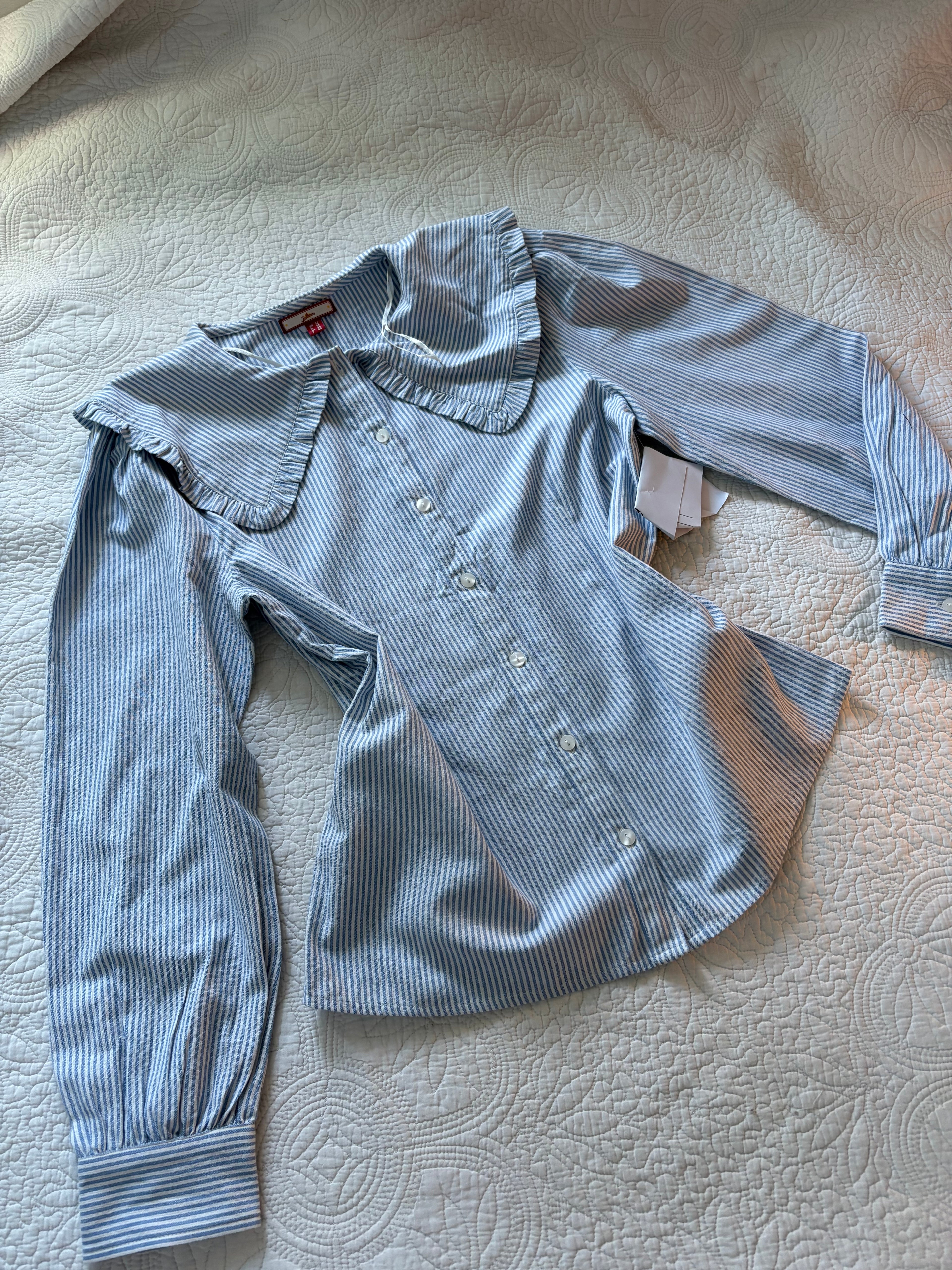 Striped big collar shirt UK 12