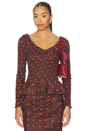Damson MadderSuri Shirred Blouse Damson Madder  UK 6/8