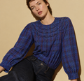 THE TINY BIG SISTER BLUE CHECK TOP