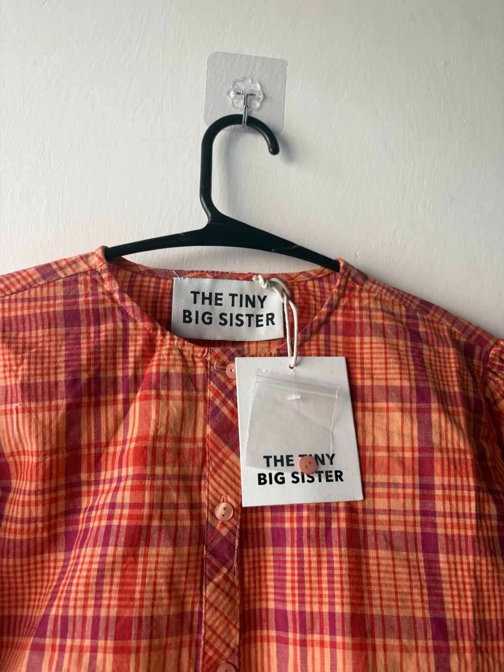 THE TINY BIG SISTER ORANGE PLAID COTTON TOP