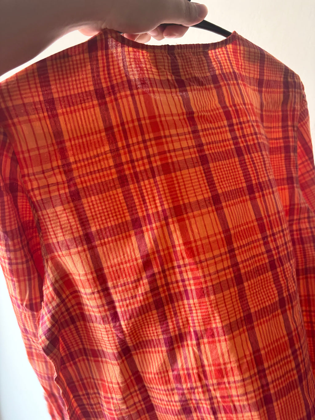 THE TINY BIG SISTER ORANGE PLAID COTTON TOP