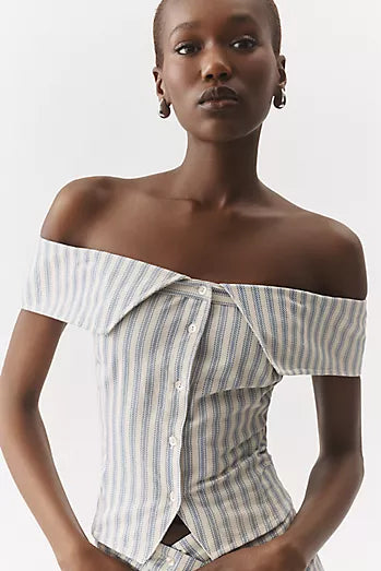HAZEL STRIPE ASYMMETRIC MIDI SKIRT and top set