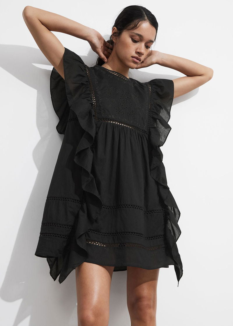 & other stories embroidered ruffle dress S