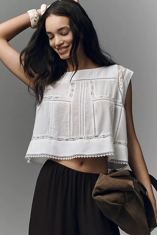 Anthropologies Boxy pintuck top M/L