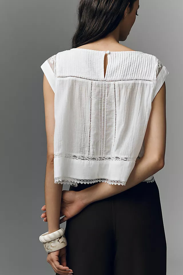 Anthropologies Boxy pintuck top M/L