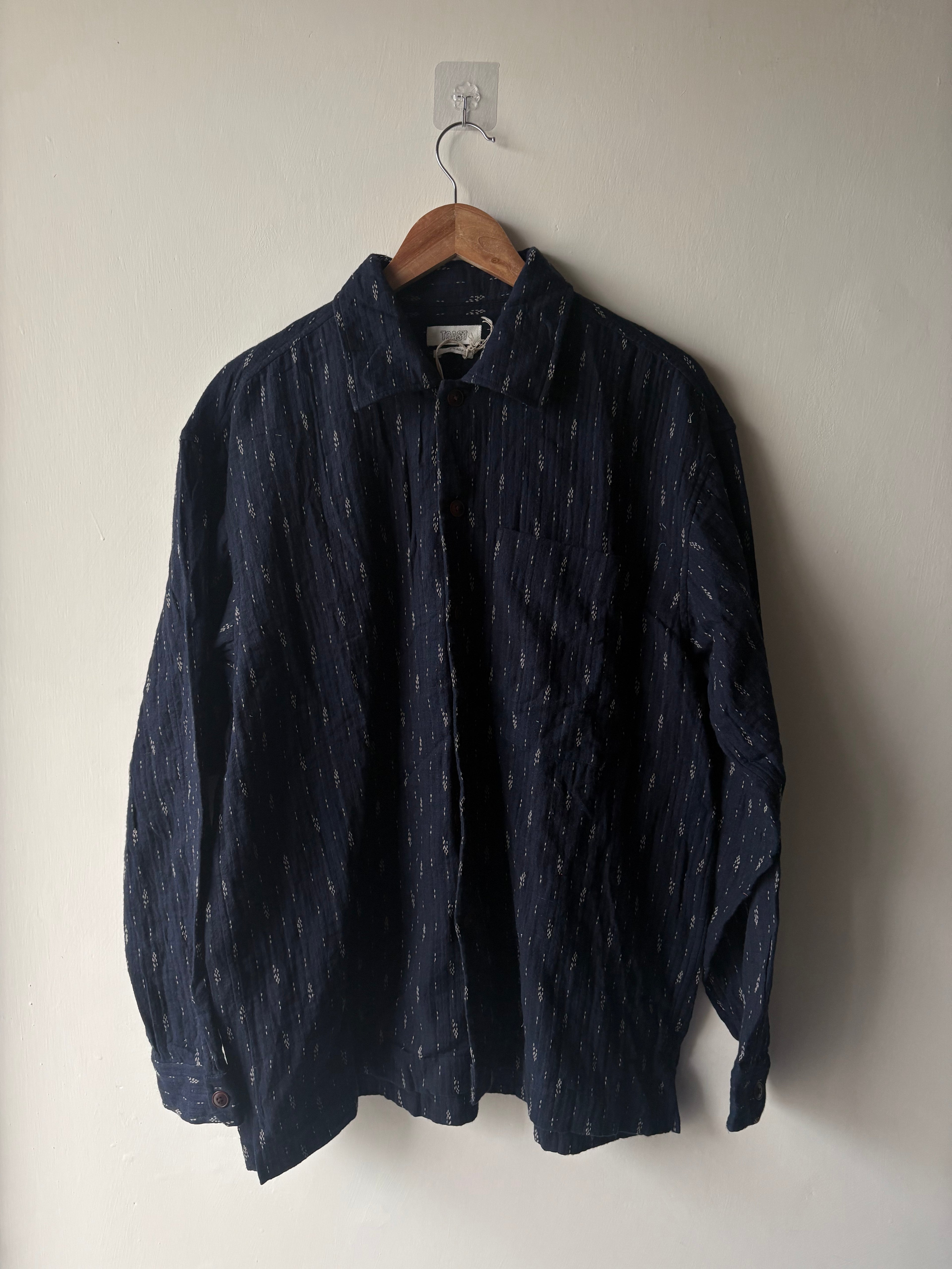 TOAST STRAIGHT STITCH COTTON SHIRT INDIGO BLUE M/L