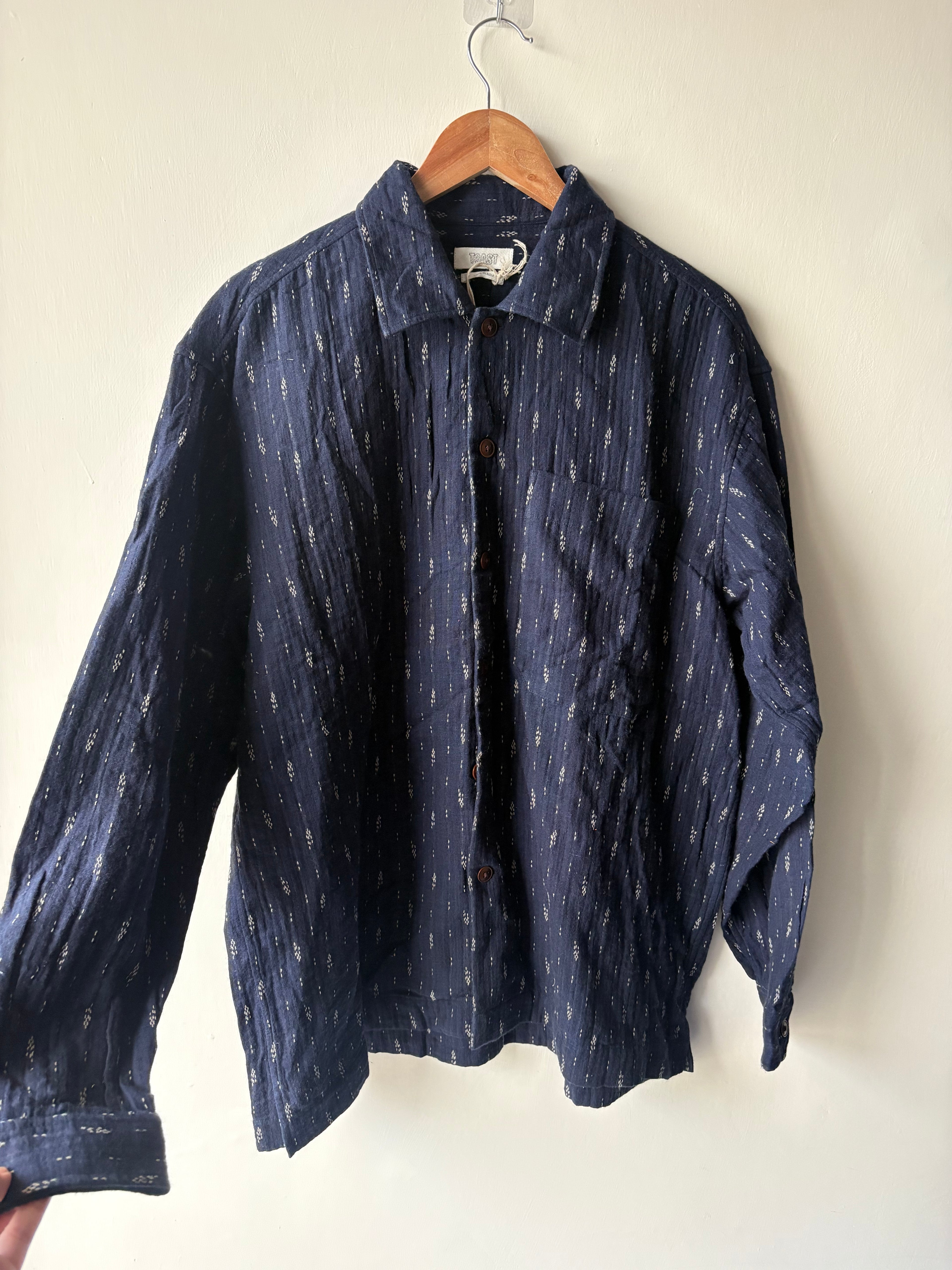 TOAST STRAIGHT STITCH COTTON SHIRT INDIGO BLUE M/L