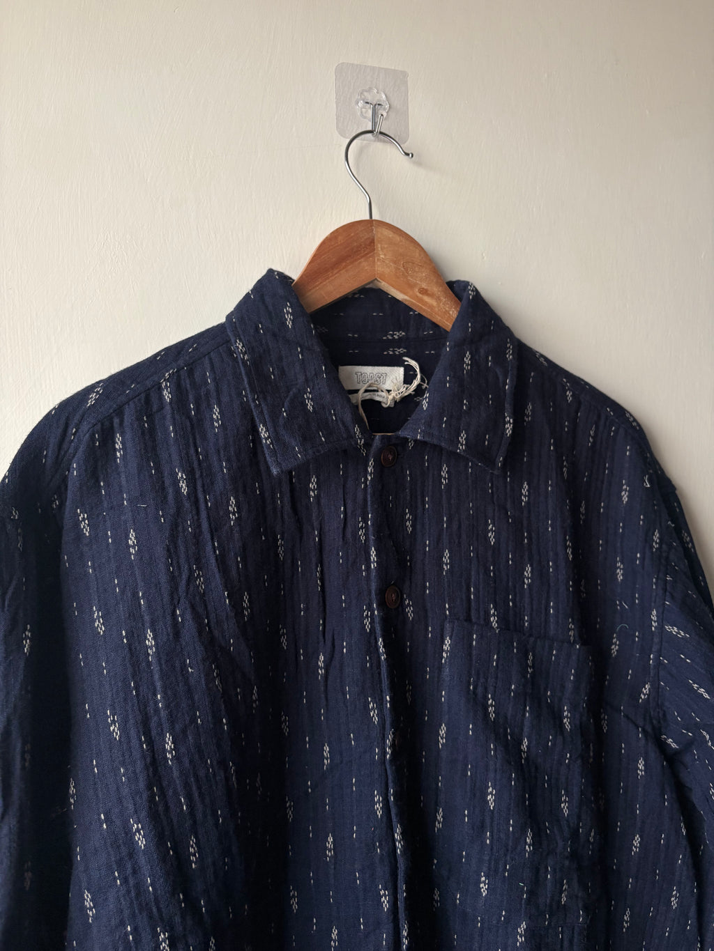 TOAST STRAIGHT STITCH COTTON SHIRT INDIGO BLUE M/L