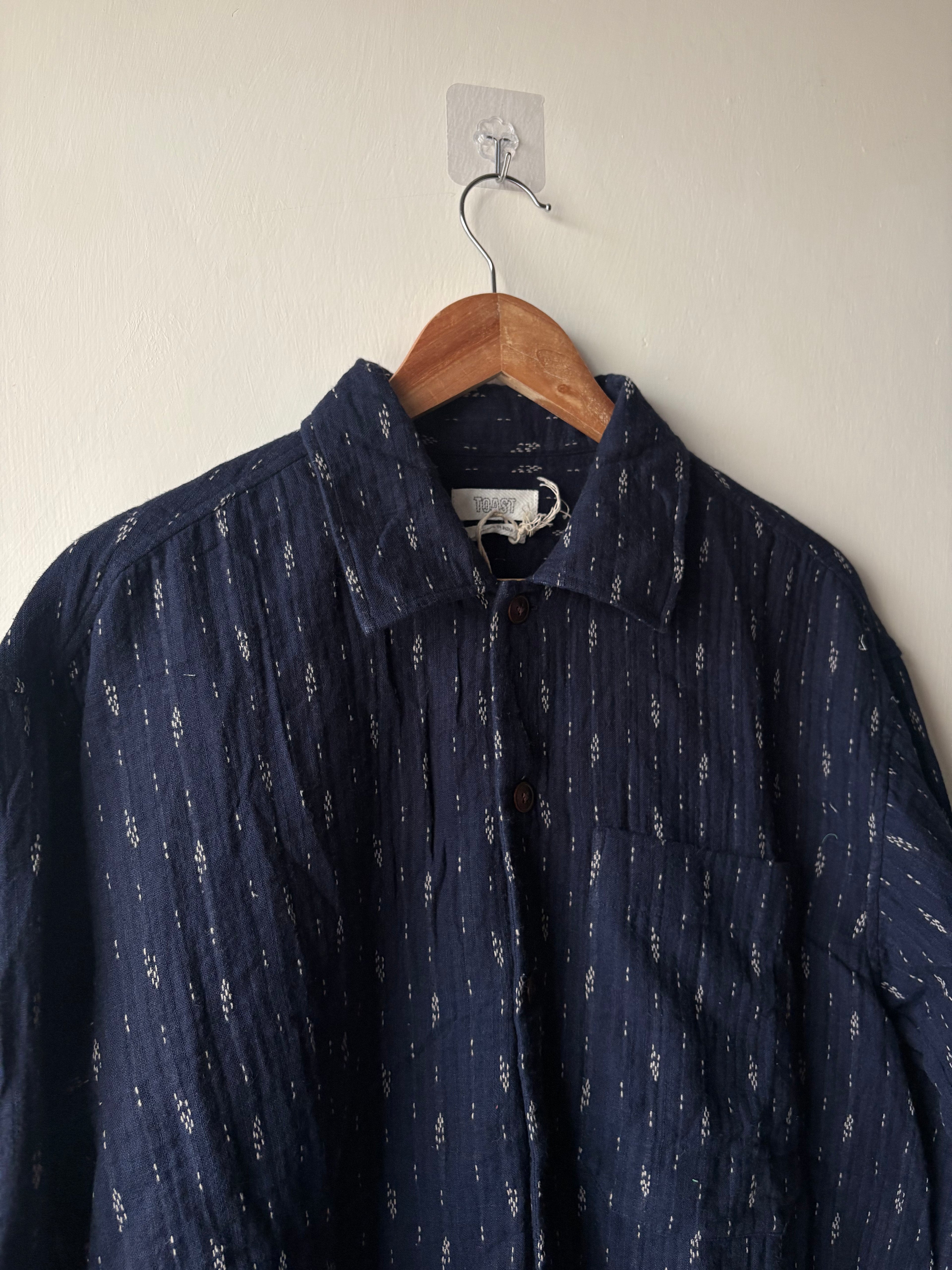 TOAST STRAIGHT STITCH COTTON SHIRT INDIGO BLUE M/L