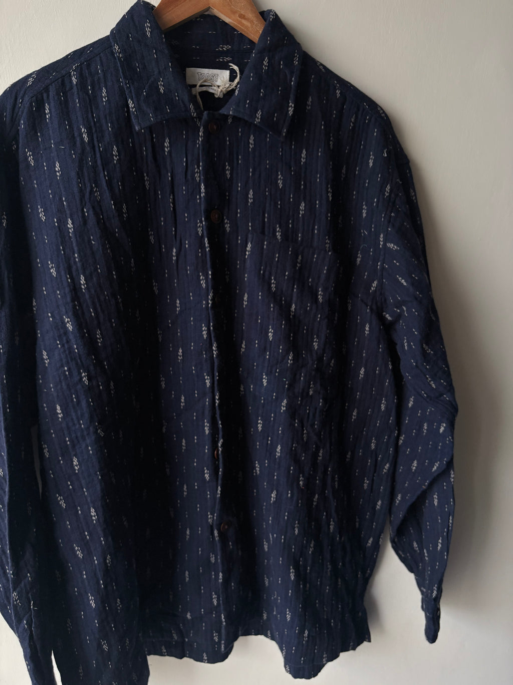TOAST STRAIGHT STITCH COTTON SHIRT INDIGO BLUE M/L