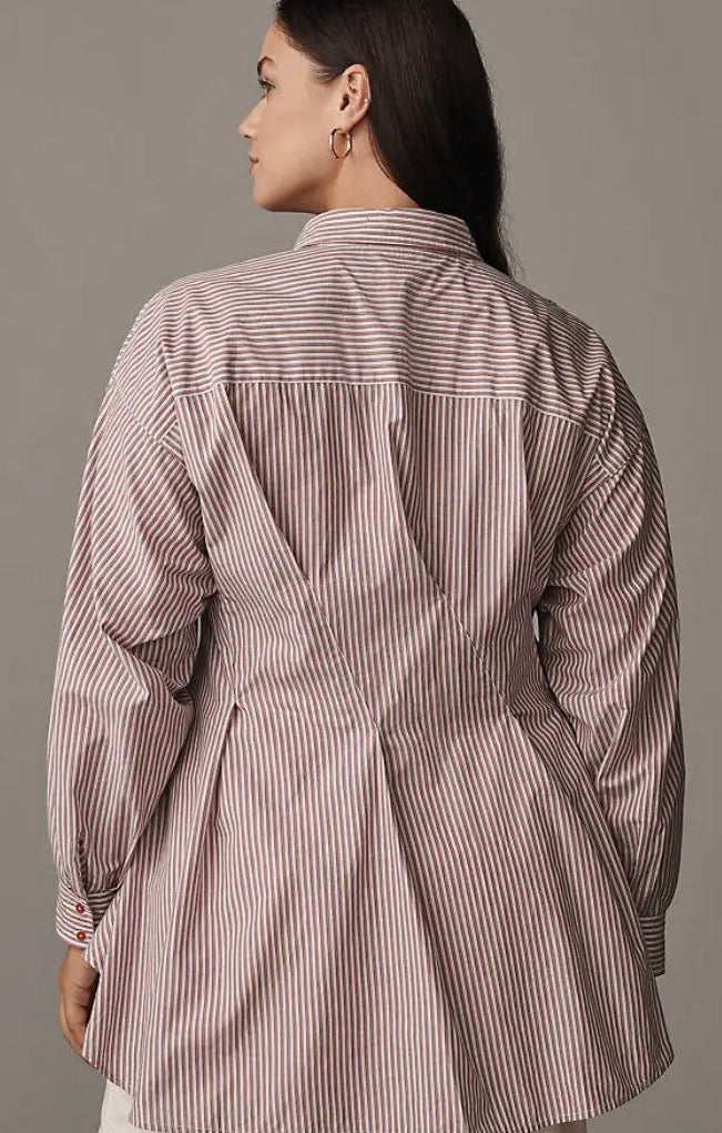 MAEVE  Long-Sleeve Waisted Buttondown Shirt