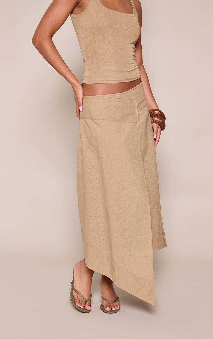 PLT OLIVE COTTON HANKY HEM MIDAXI SKIRT uk 16