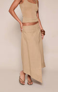 PLT OLIVE COTTON HANKY HEM MIDAXI SKIRT uk 16