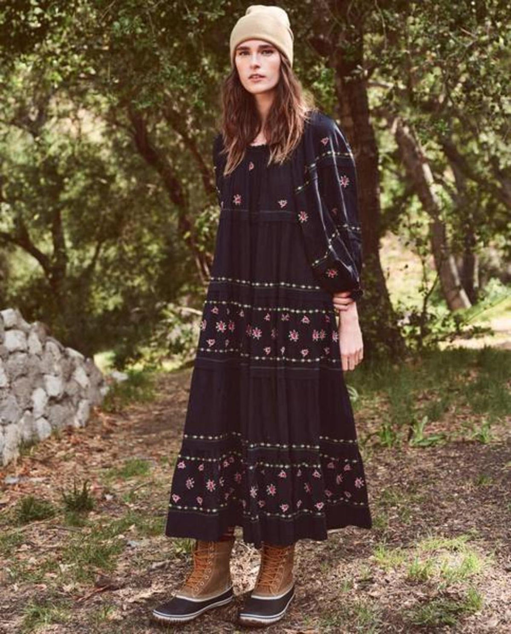THE GREAT. THE FOLKLORE DRESS - DKNAVY SIZE 1 (S)