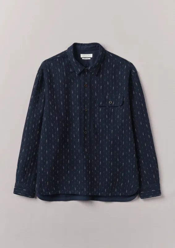 TOAST STRAIGHT STITCH COTTON SHIRT INDIGO BLUE M/L