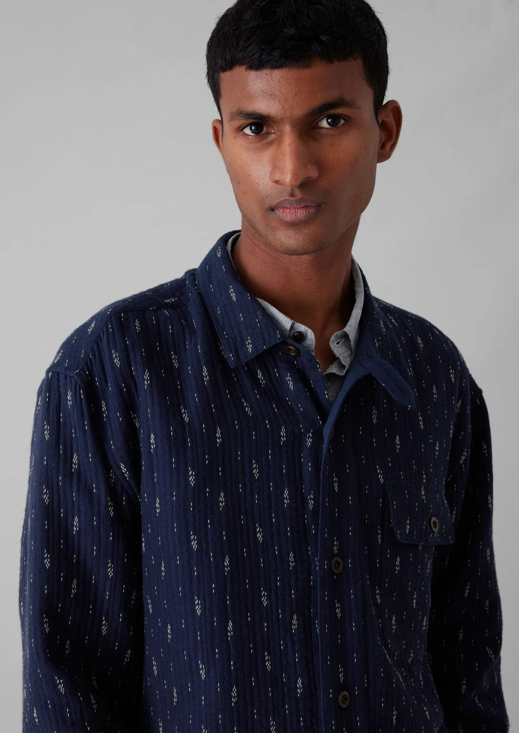 TOAST STRAIGHT STITCH COTTON SHIRT INDIGO BLUE M/L