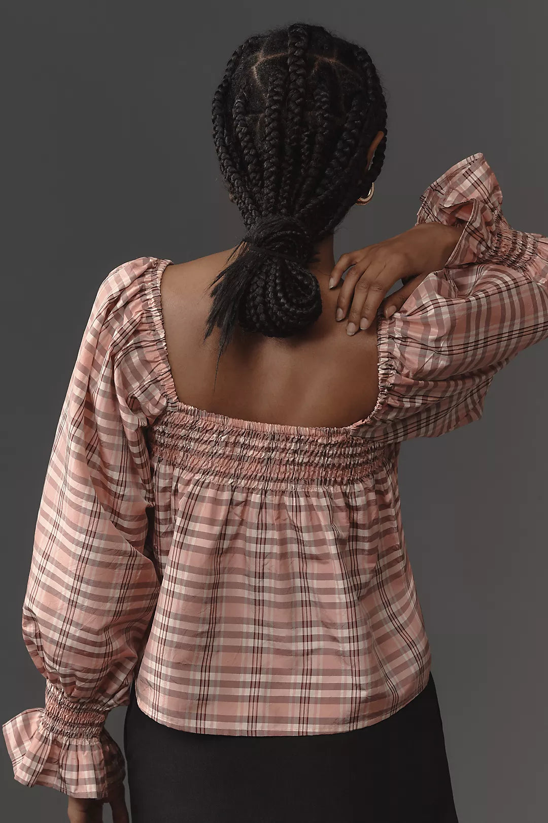 Mille Jesse Smocked Puff-Sleeve Top L/XL