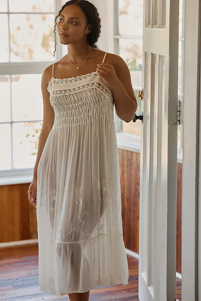 LyreBird Pleated Chiffon Midi Dress