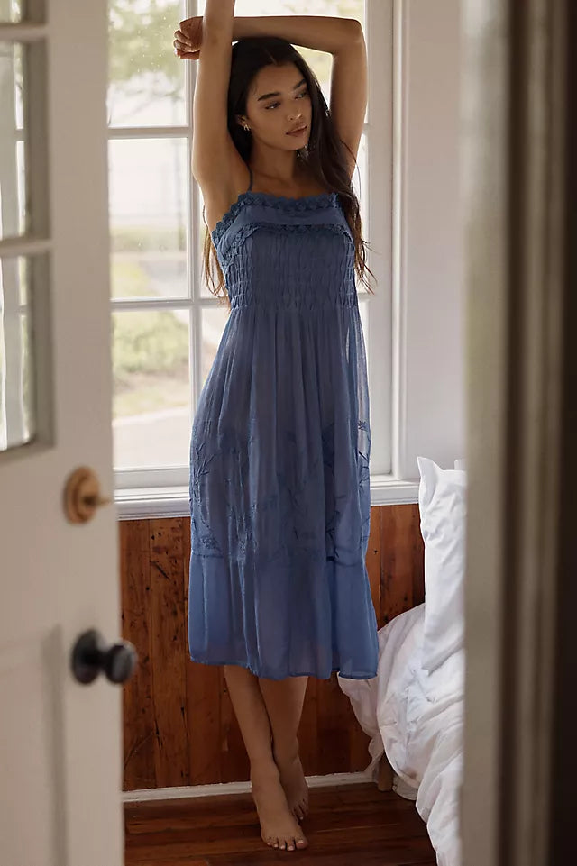 LyreBird Pleated Chiffon Midi Dress