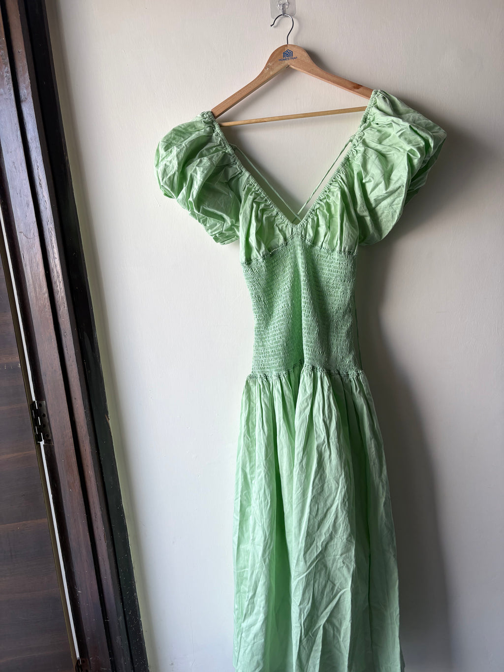 Muse Assembly Jane shirred puff sleeve midaxi dress L/XL
