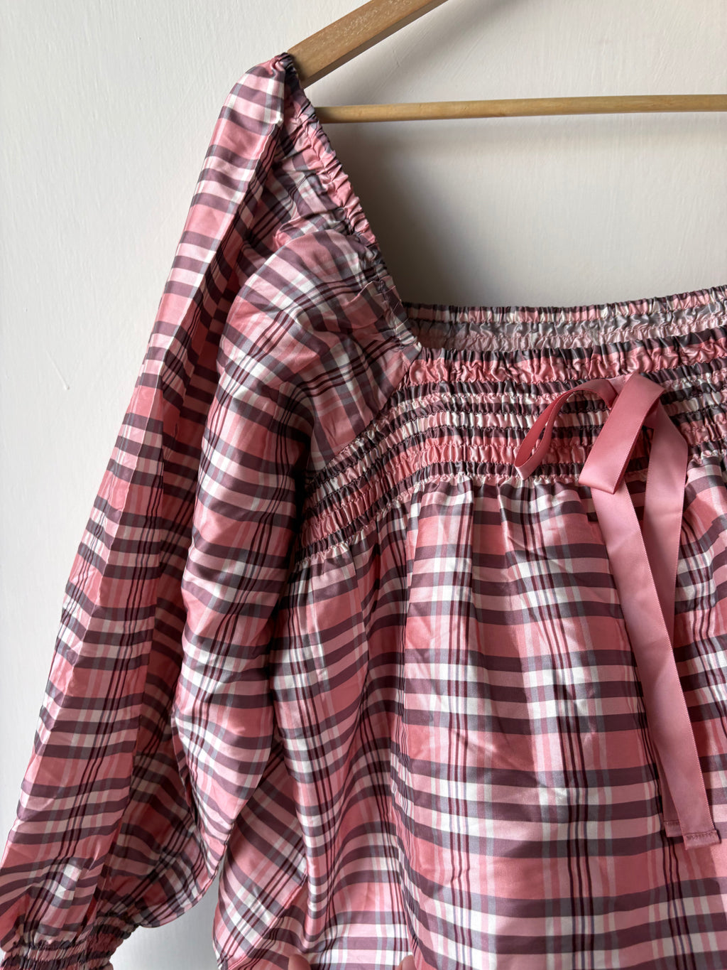 Mille Jesse Smocked Puff-Sleeve Top L/XL