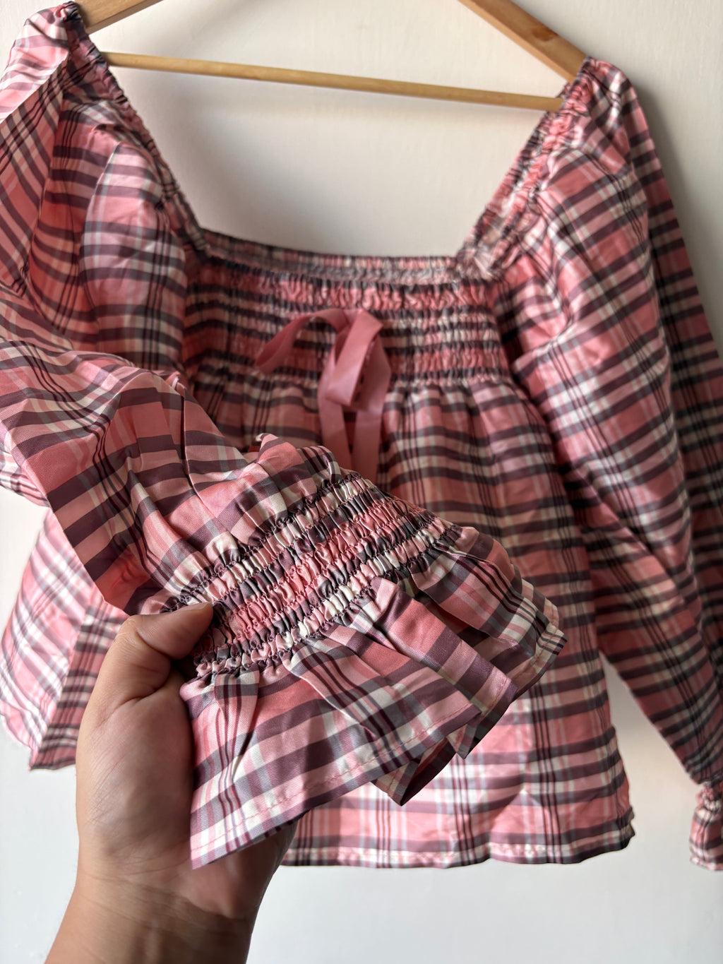 Mille Jesse Smocked Puff-Sleeve Top L/XL