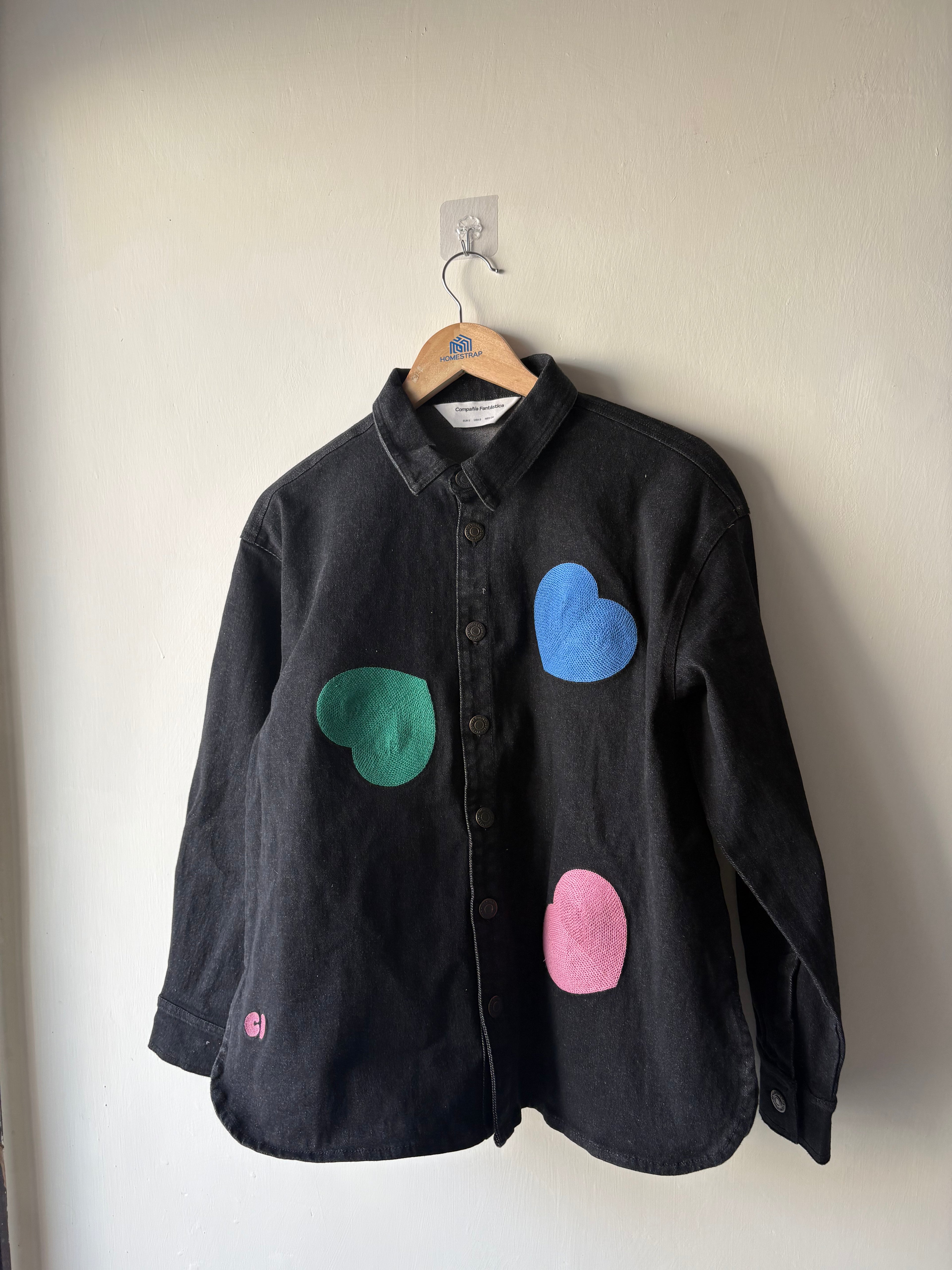 COMPANIA FANTASTICA Blue denim shirt with Euphonia print