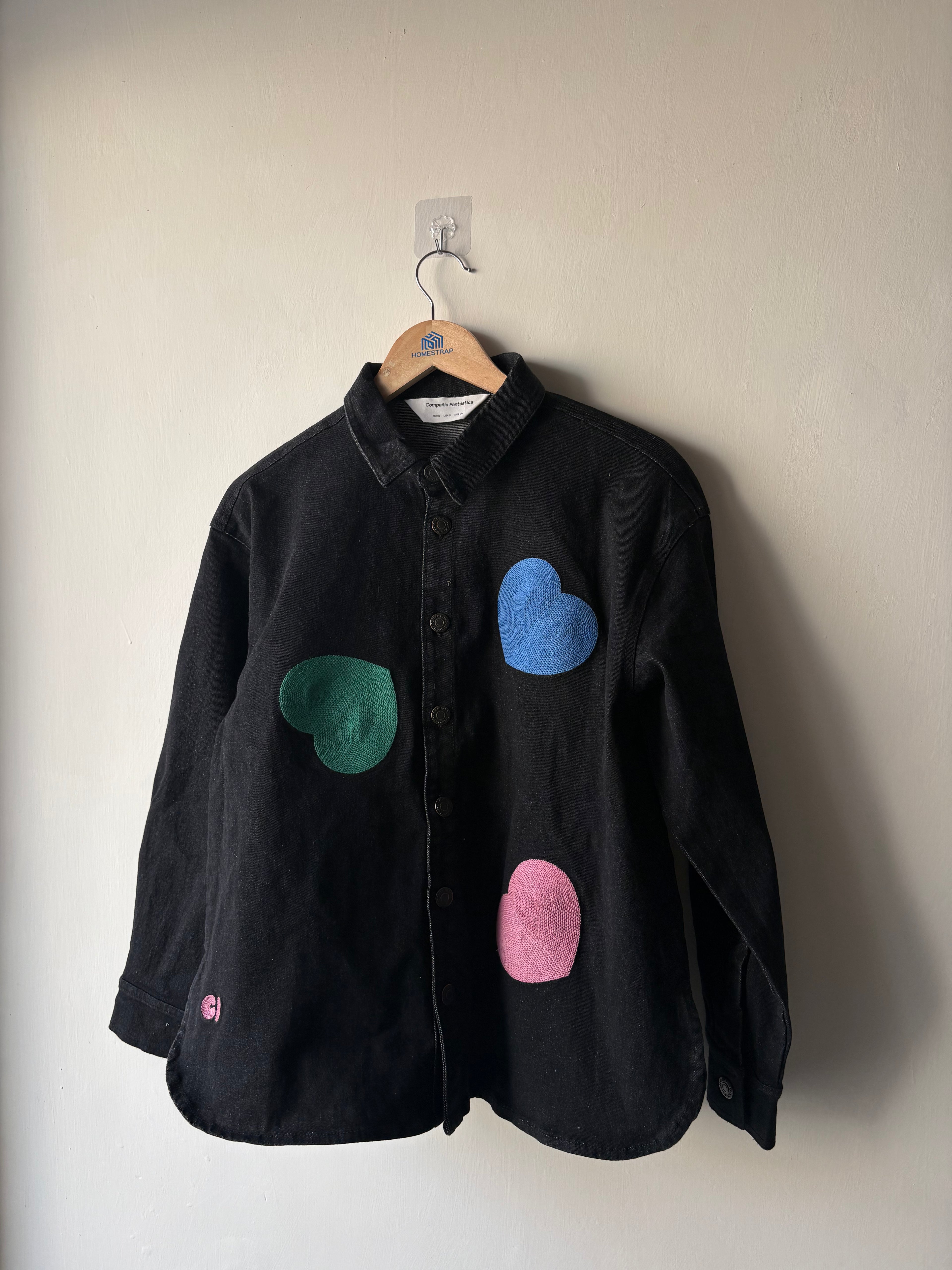 COMPANIA FANTASTICA Blue denim shirt with Euphonia print