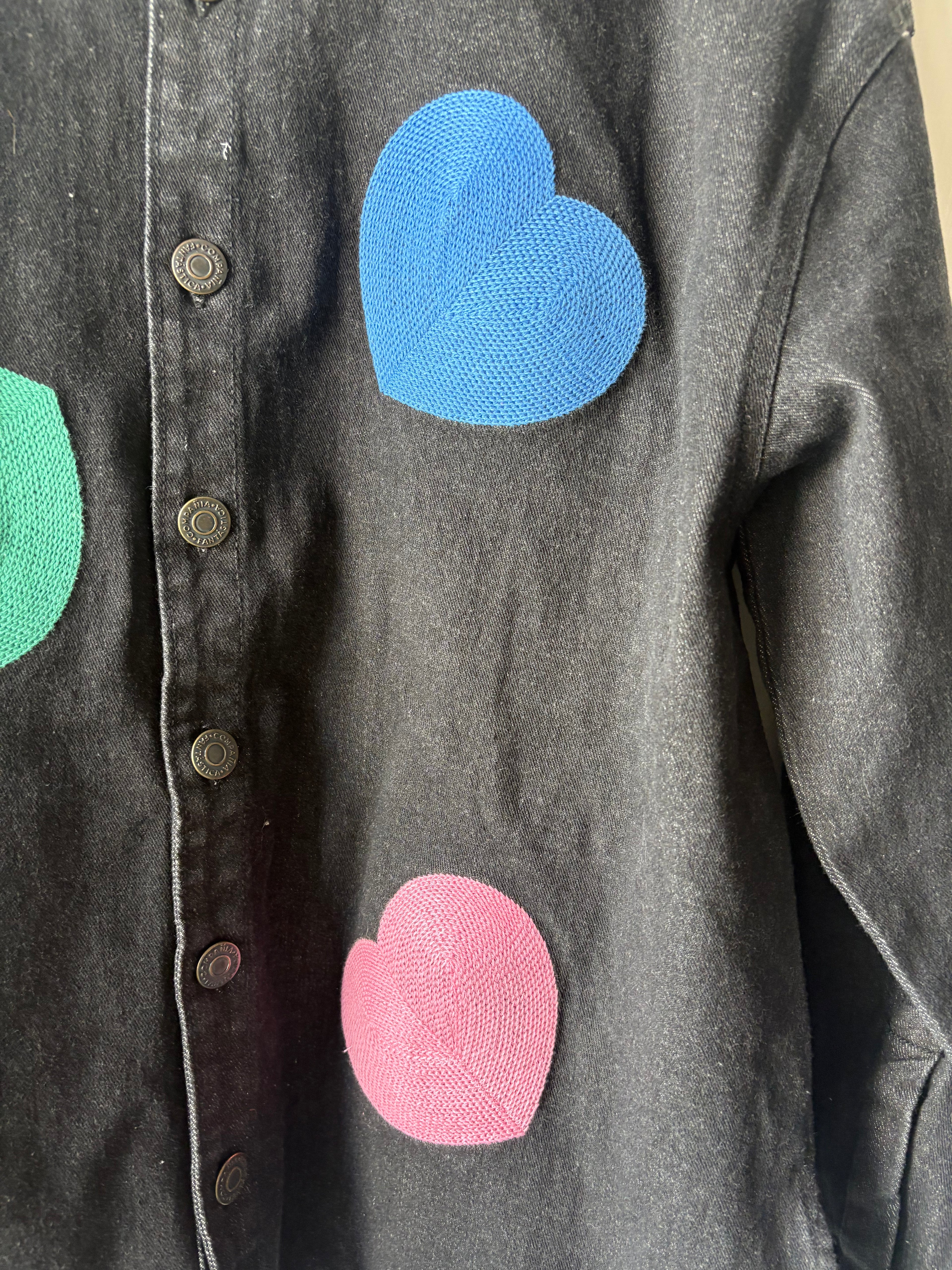 COMPANIA FANTASTICA Blue denim shirt with Euphonia print