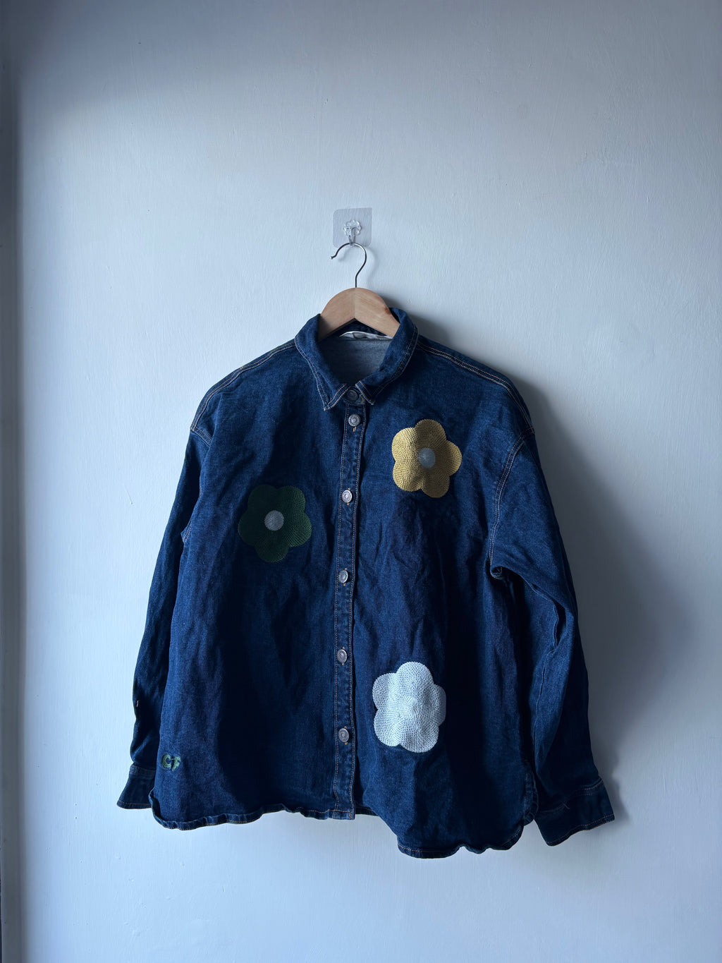 COMPANIA FANTASTICA Blue denim shirt with Euphonia print