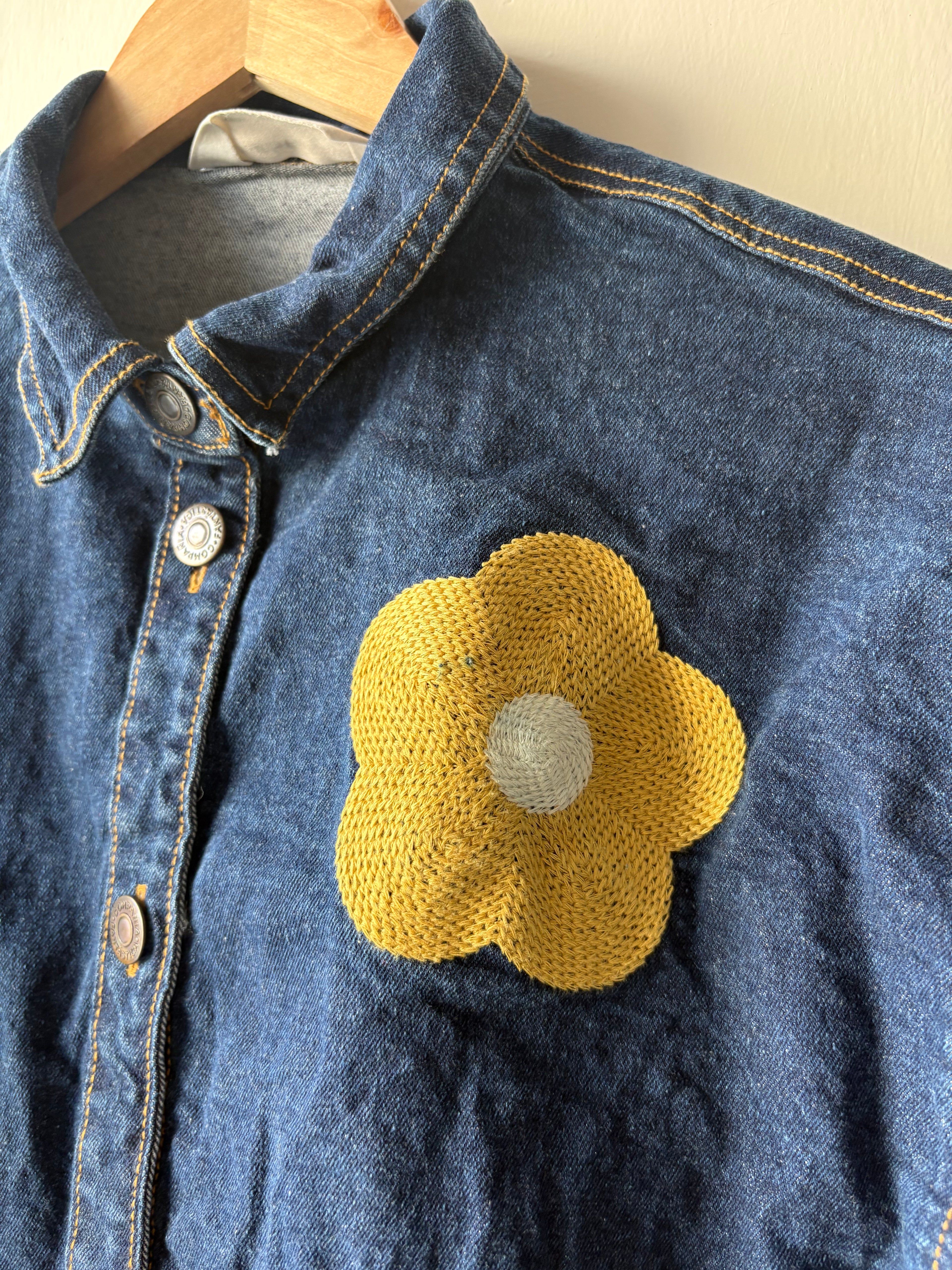 COMPANIA FANTASTICA Blue denim shirt with Euphonia print