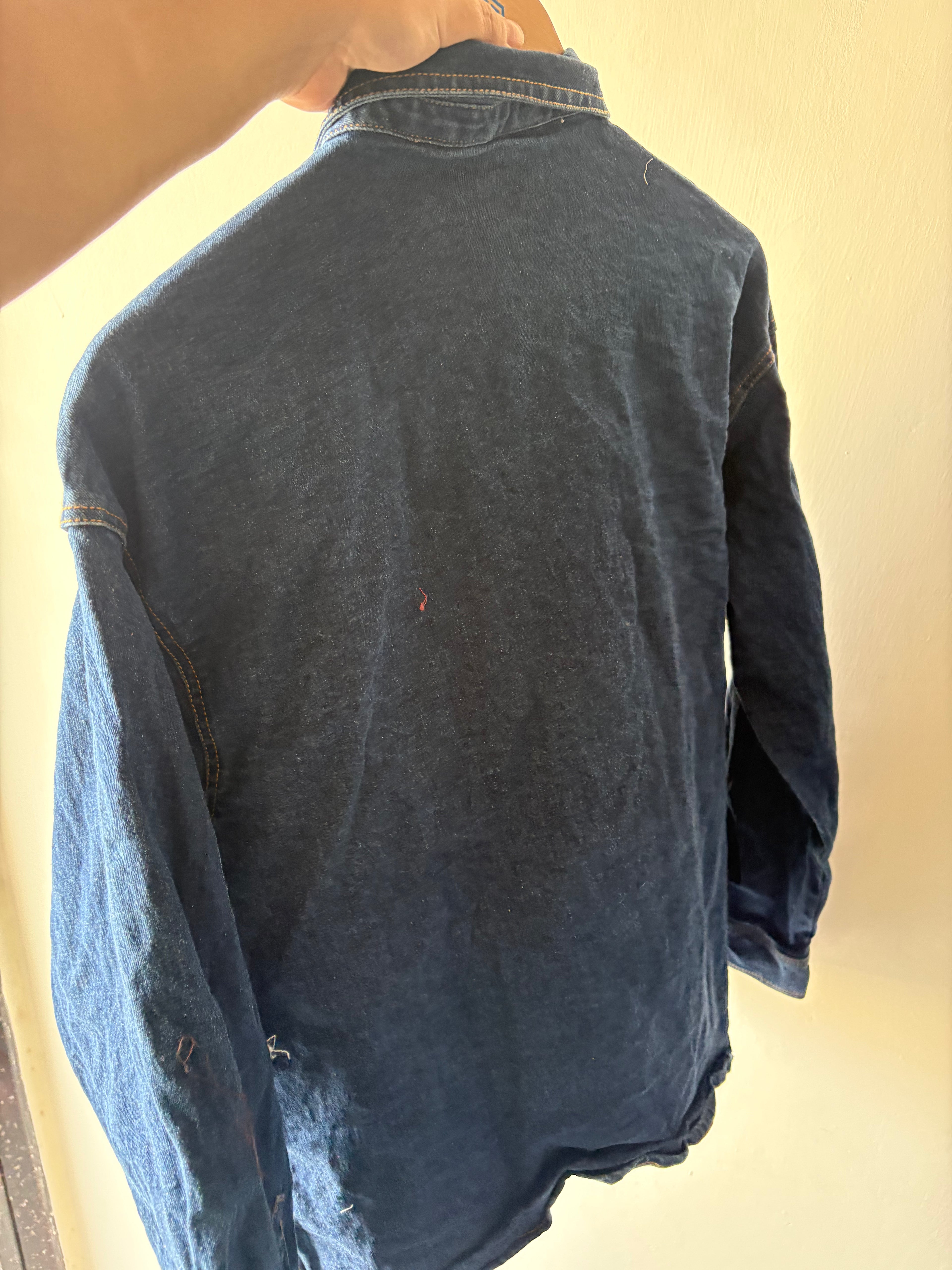 COMPANIA FANTASTICA Blue denim shirt with Euphonia print
