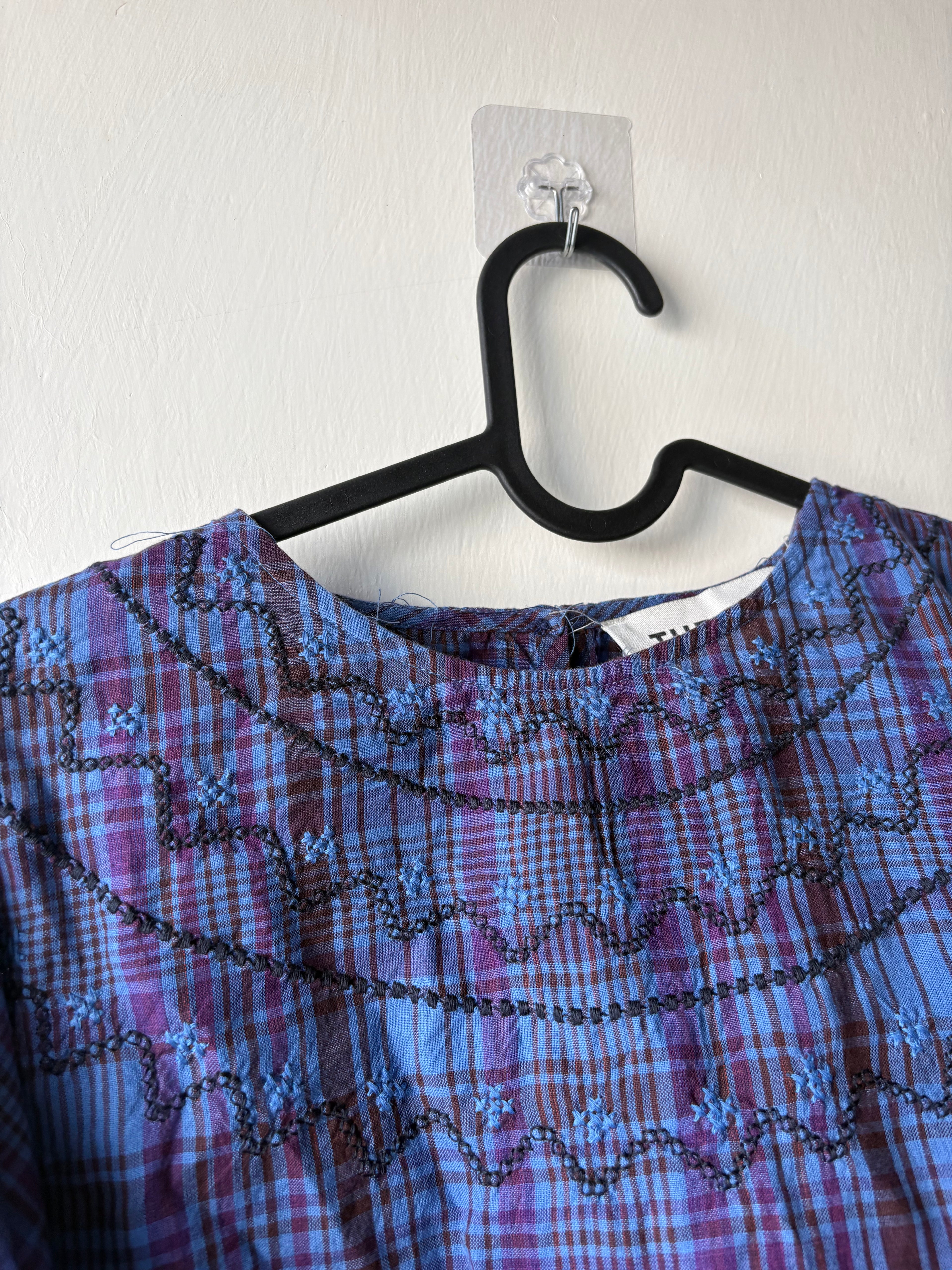 THE TINY BIG SISTER BLUE CHECK TOP