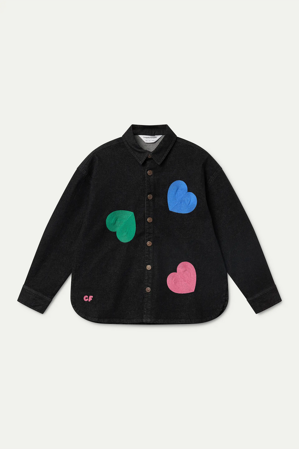 COMPANIA FANTASTICA Blue denim shirt with Euphonia print