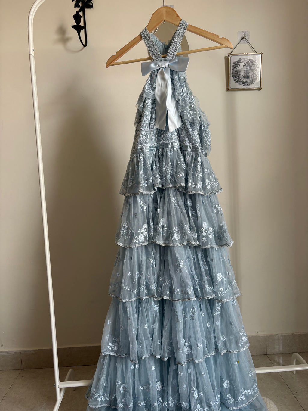 NEEDLE & THREAD PRIMROSE GOWN- AQUA UK 10
