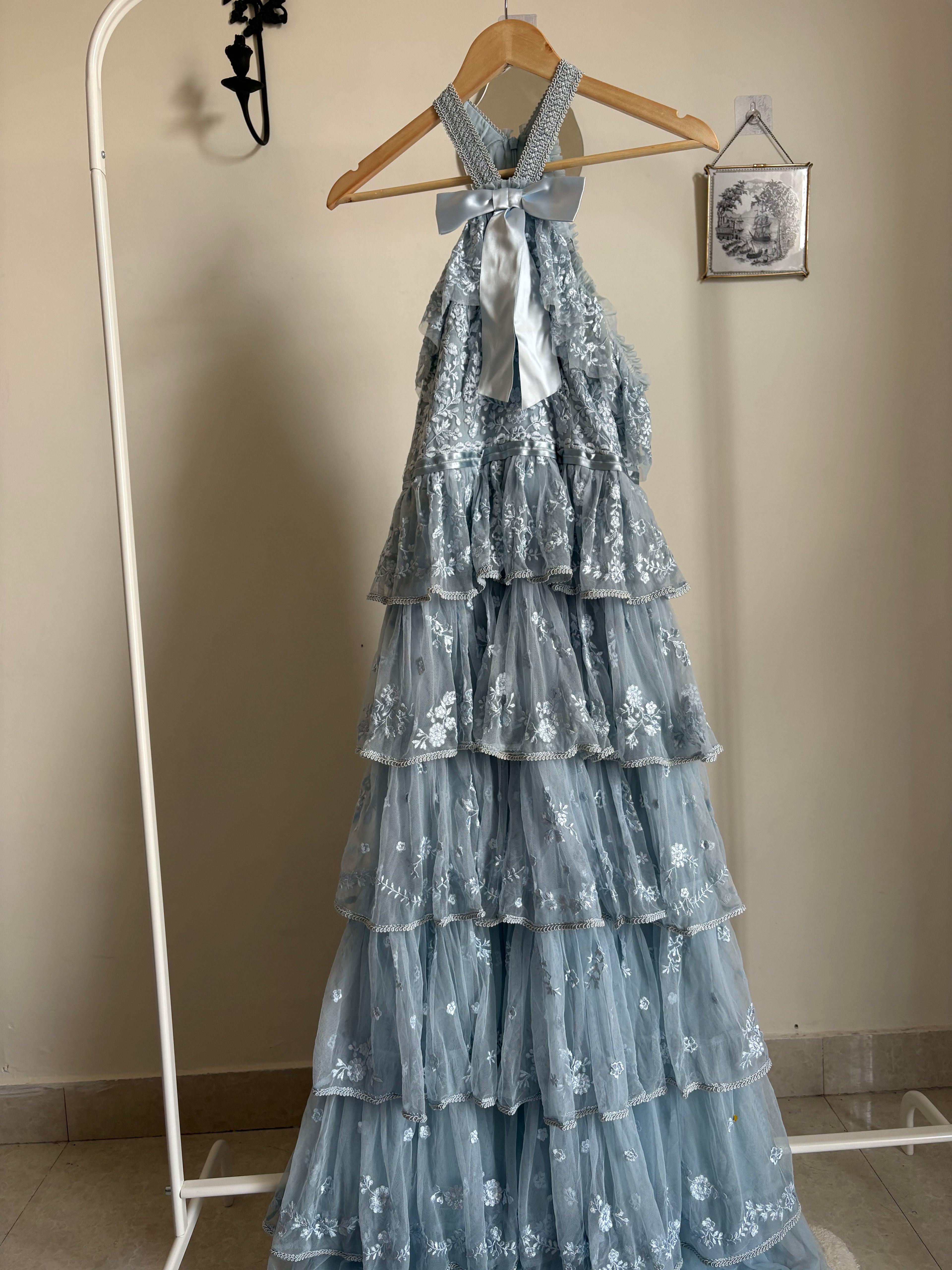 NEEDLE & THREAD PRIMROSE GOWN- AQUA UK 10