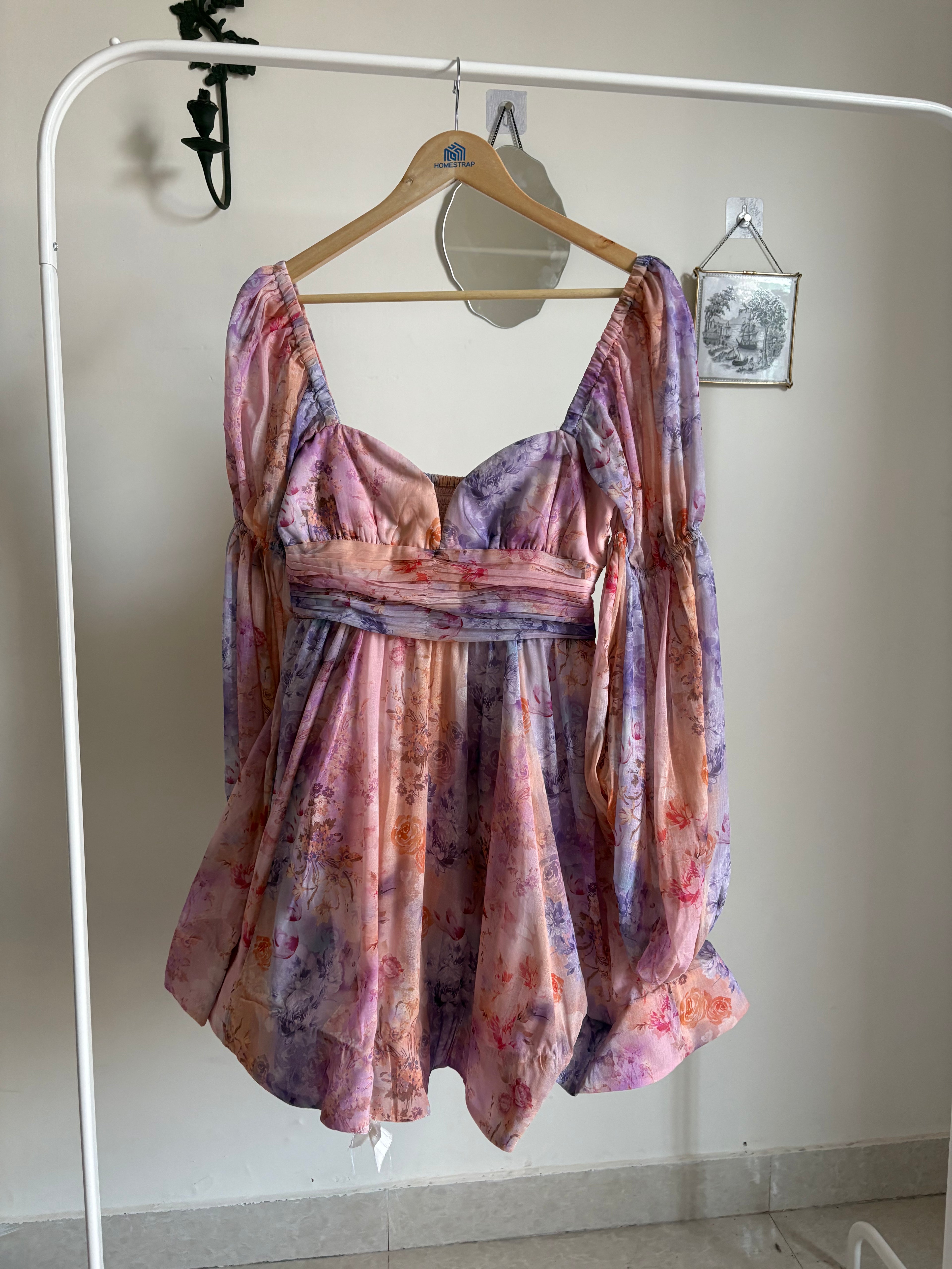 BHLDN Ellie Long-Sleeve Sweetheart Mini Dress XS