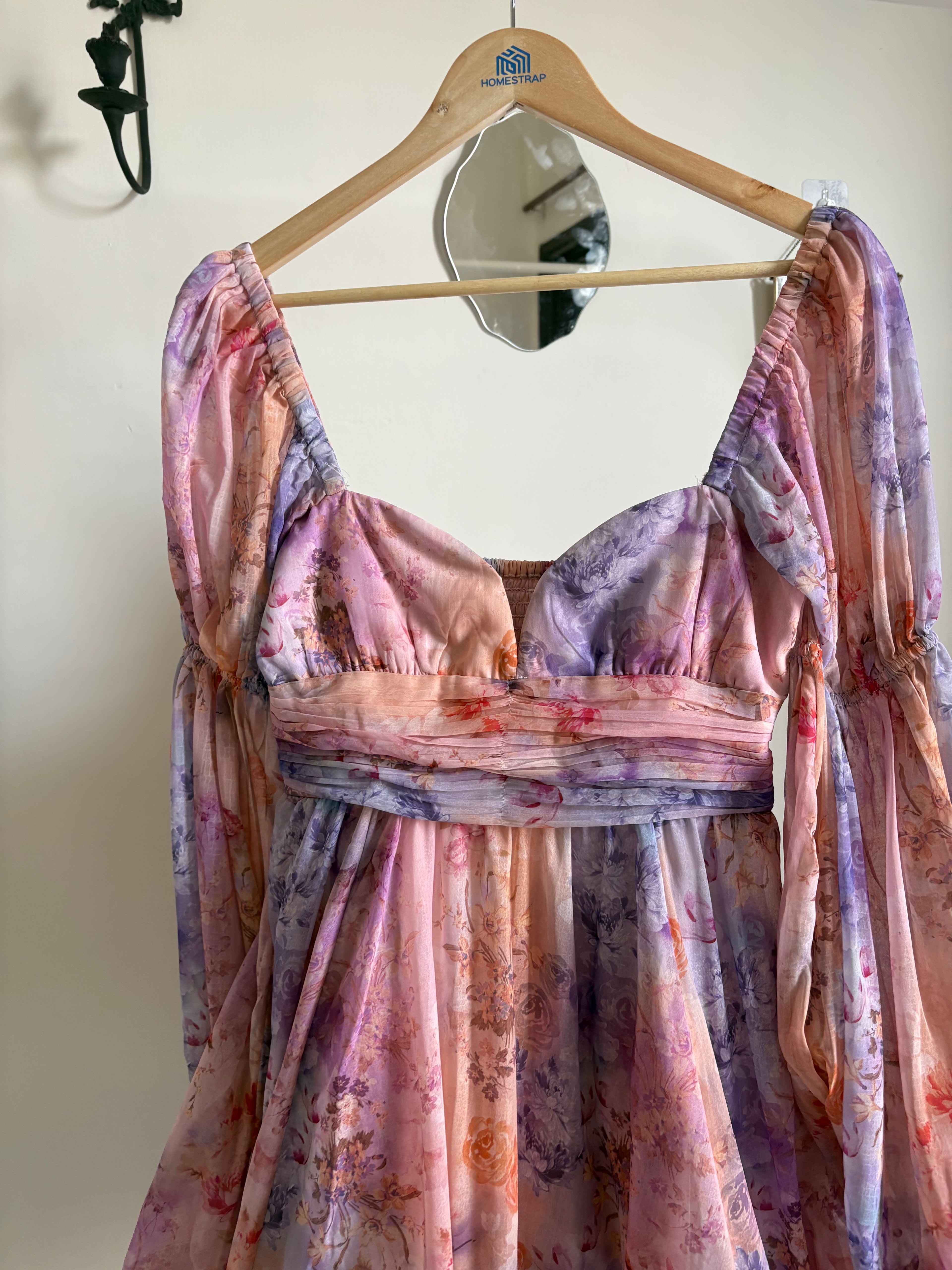 BHLDN Ellie Long-Sleeve Sweetheart Mini Dress XS