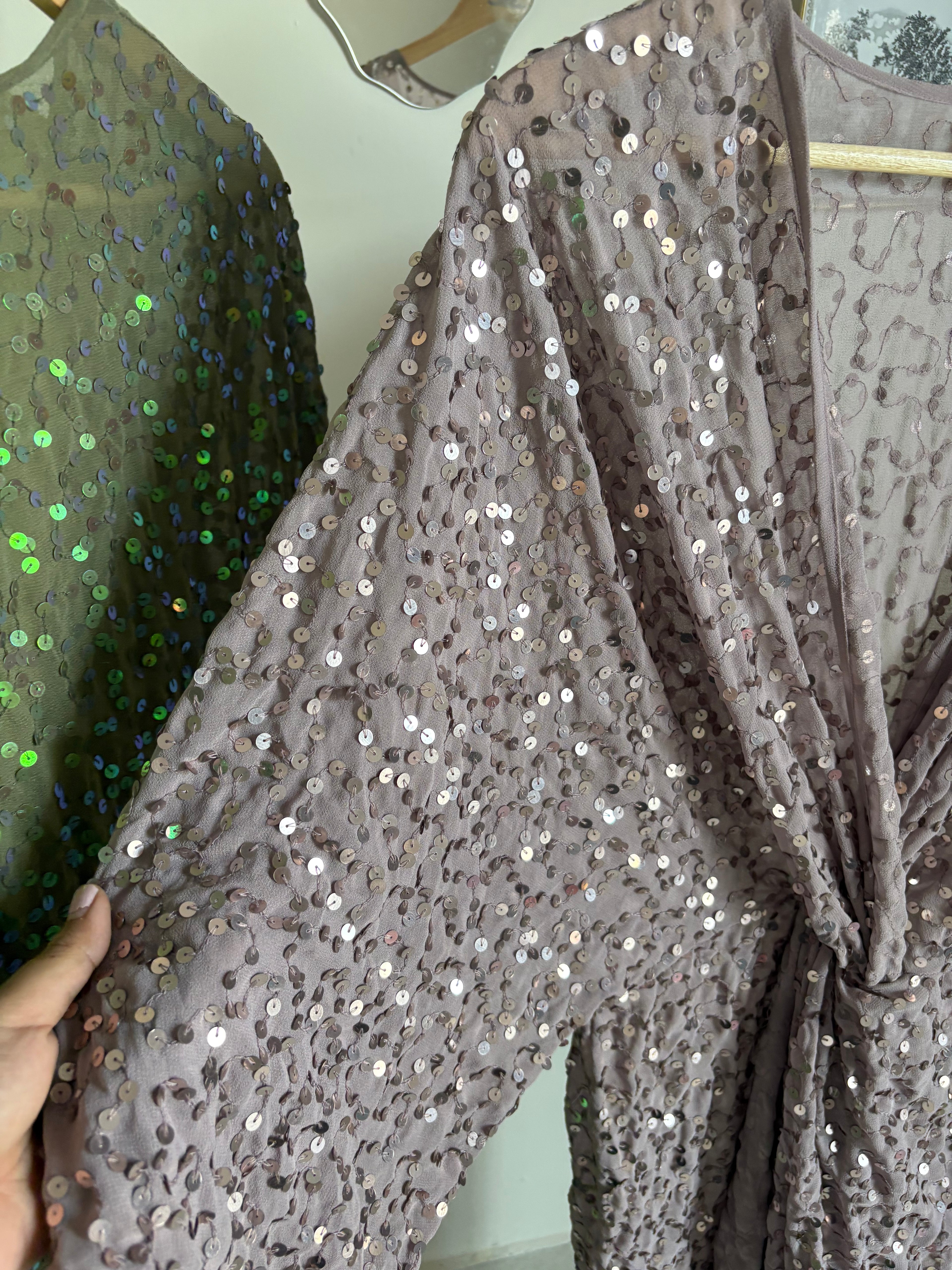 ASOS DESIGN scatter sequin knot front kimono midi dress