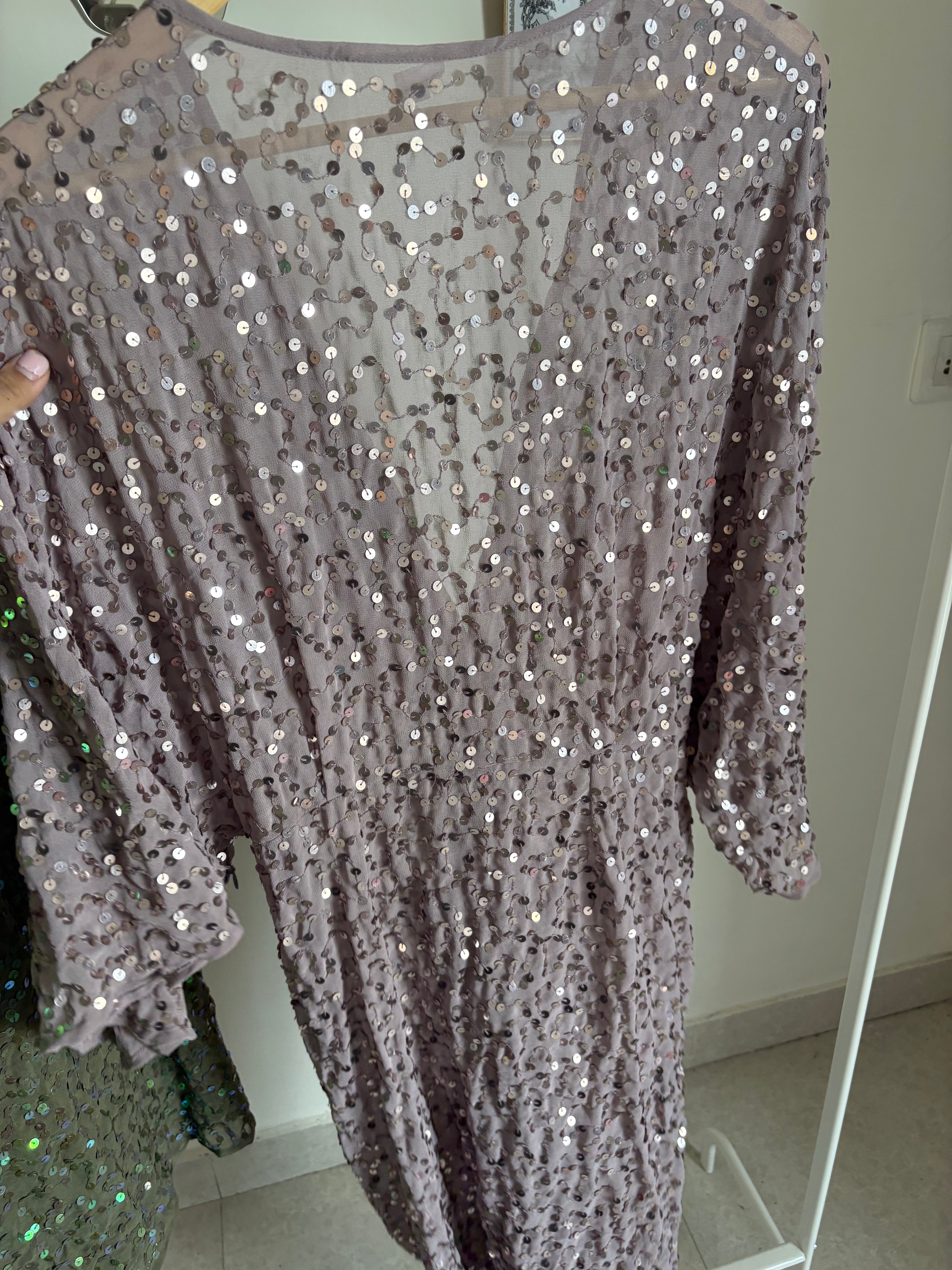 ASOS DESIGN scatter sequin knot front kimono midi dress