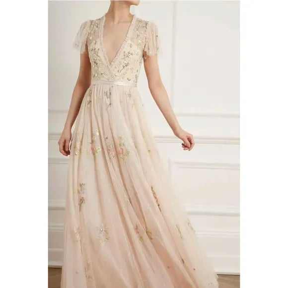 NEEDLE & THREAD Petunia Sequin Gown UK 10