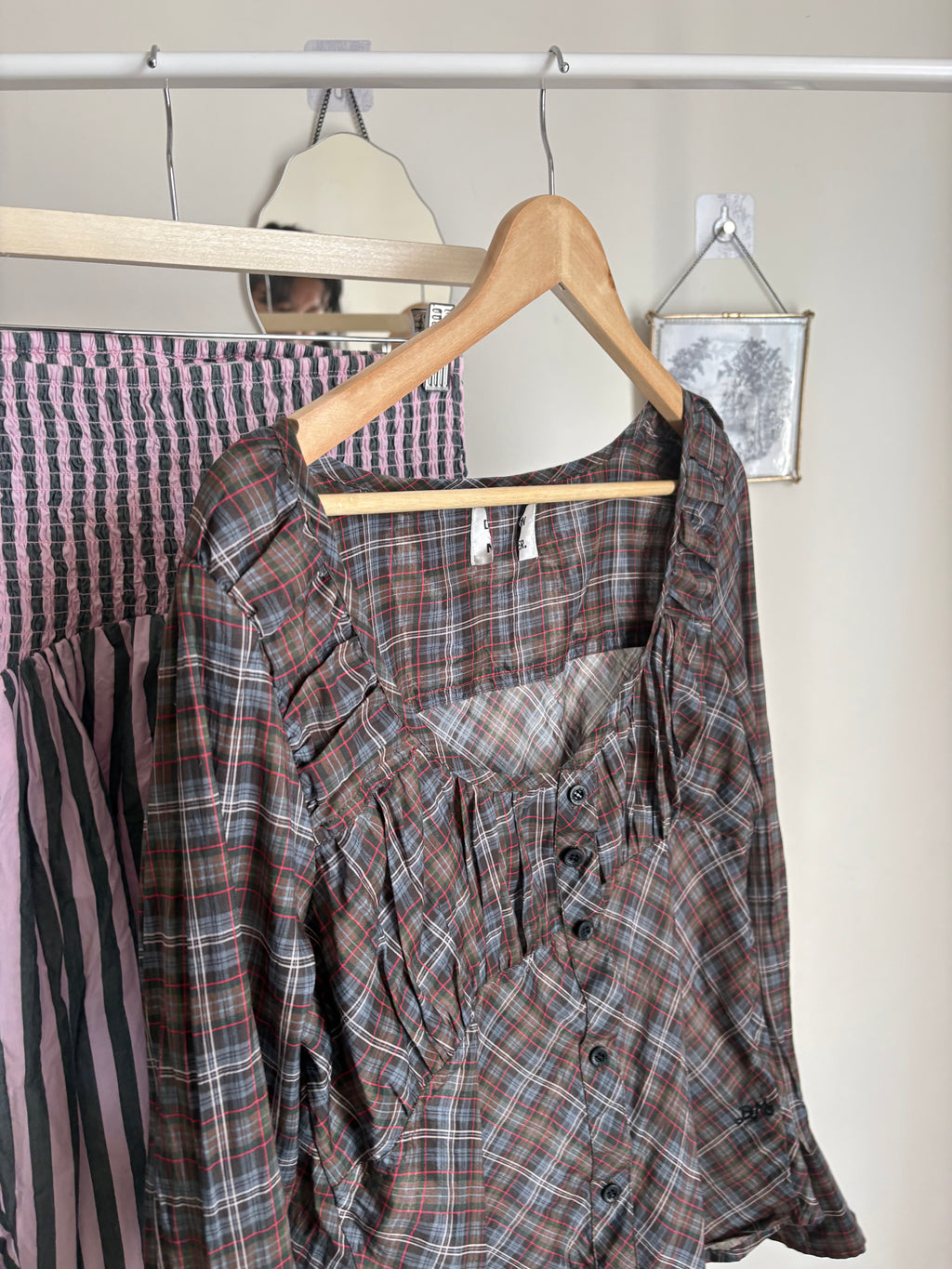 Damson Madder lemi sheer blouse - multi check